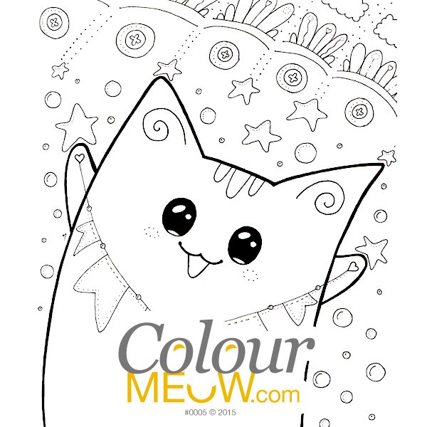 printable kawaii cat coloring pages